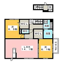 ベルドミール 2LDKの間取図画像