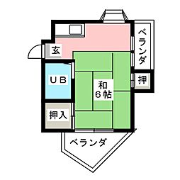 シャトーちゅーぶ ワンルームの間取図画像