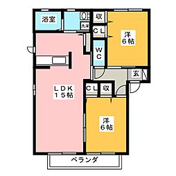 グリーン・フラッツ 2LDKの間取図画像