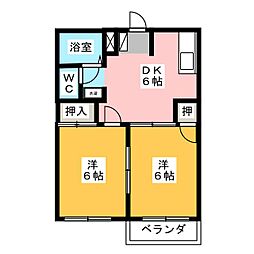 リバーサイド小川B 2DKの間取図画像