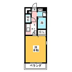 コンフォート第2岩倉 1Kの間取図画像