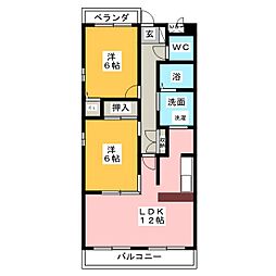 エクセレンス栄 2LDKの間取図画像