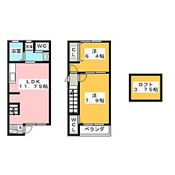 リベルテ 2LDKの間取図画像