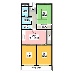 エスポワール武藤 3DKの間取図画像