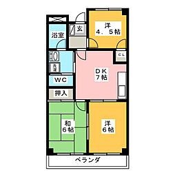 リンピアハッピー 3DKの間取図画像