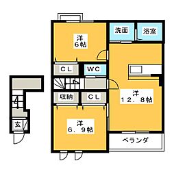 ラフィーネ 2LDKの間取図画像
