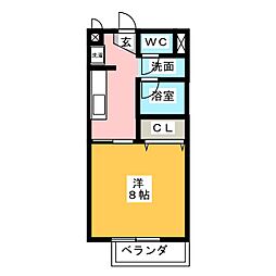 サープラスワン岩田 1Kの間取図画像