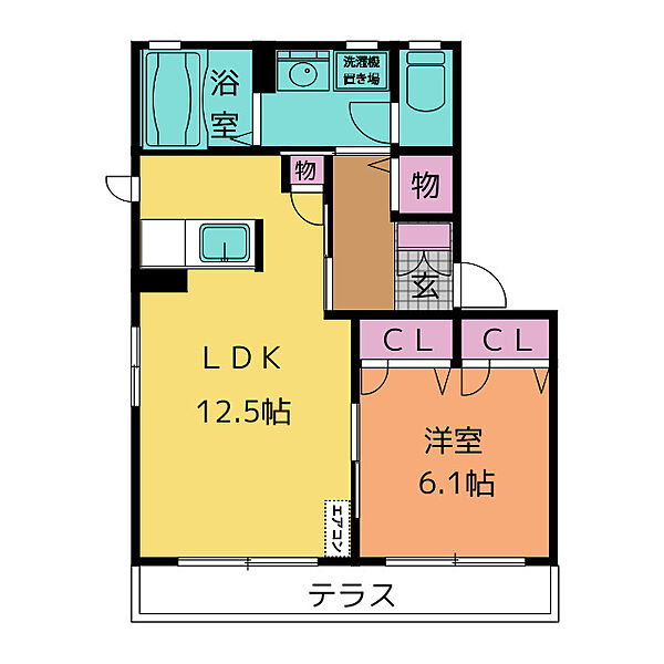 クロワッサンIII ｜愛知県豊明市栄町村前(賃貸アパート1LDK・1階・44.00㎡)の写真 その2