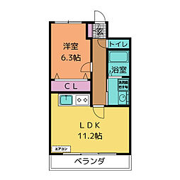 プランドール 1階1LDKの間取り