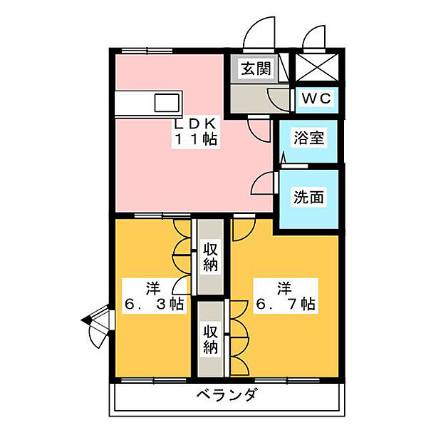 Ｆ・ロッシュ ｜愛知県愛知郡東郷町清水４丁目(賃貸マンション2LDK・2階・51.57㎡)の写真 その2