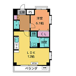 ウィル 3階1LDKの間取り