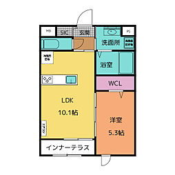 Ｔ・Ｍ・Ｎ　III 2階1LDKの間取り