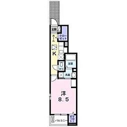 Park Side 大久伝 1階1Kの間取り