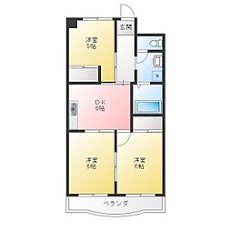 新栄ハイツ 3DKの間取図画像