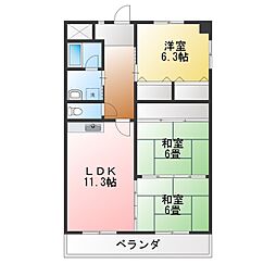 ハイツ落合286 3LDKの間取図画像