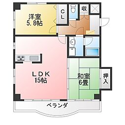 グランドゥール 2LDKの間取図画像