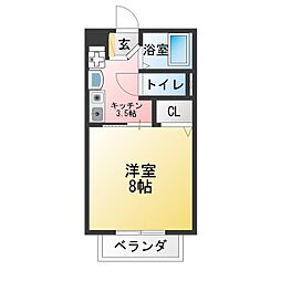 グランドコート 1Kの間取図画像