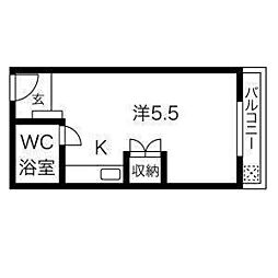 アサノビル 1Kの間取図画像