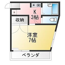 チャールストンハウス 1Kの間取図画像