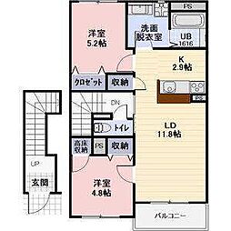 プレジール 2LDKの間取図画像