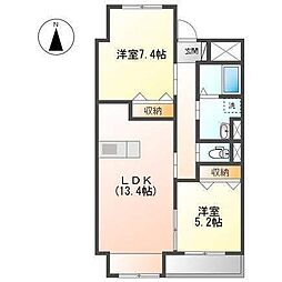 Univalyパルムドール2 2LDKの間取図画像
