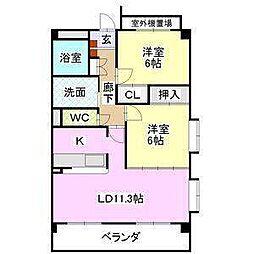 レージュ新栄町 2LDKの間取図画像