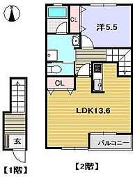 アプリコート 1LDKの間取図画像