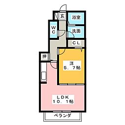 ル　レーヴ 1階1LDKの間取り