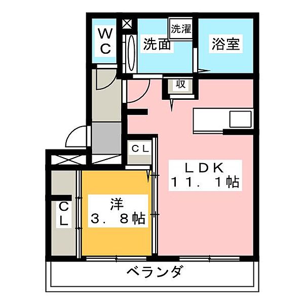 キングダム ｜愛知県瀬戸市下陣屋町(賃貸アパート1LDK・2階・40.90㎡)の写真 その2