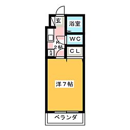 シャトー天神弐番館 2階1Kの間取り