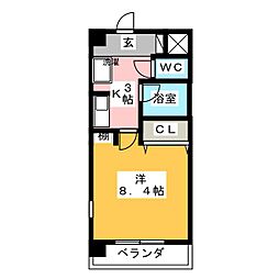 クエストヴィラ 3階1Kの間取り