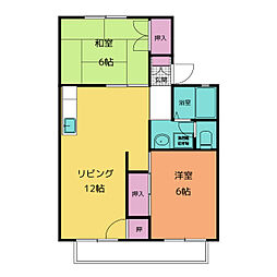 コーポセシールＢ棟 2階2LDKの間取り