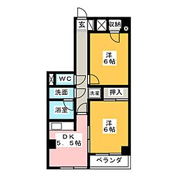 レナジア三郷 2DKの間取図画像