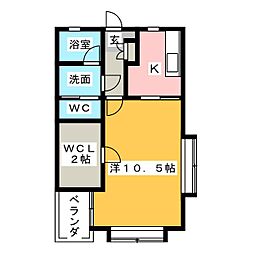 フローラルパレス 1Kの間取図画像