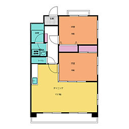 エステイト旭 2LDKの間取図画像