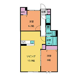 チェリーブロッサム 2LDKの間取図画像