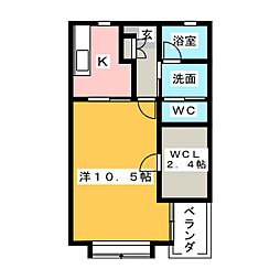 フローラルパレス 1Kの間取図画像
