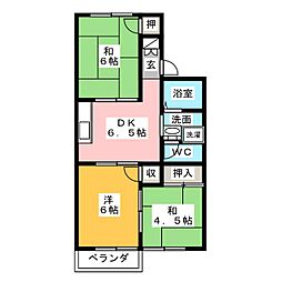 パークサイド狩宿 3DKの間取図画像