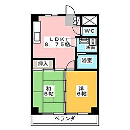 クイーンシティひしの 2LDKの間取図画像