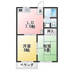 ボーベル・ハウス 2DKの間取図画像