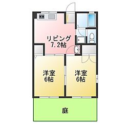 シティハイムカンパニュラ 2DKの間取図画像
