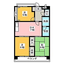 ぴあはくさん 3DKの間取図画像