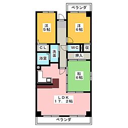 ラ・フォーレ森2 3LDKの間取図画像
