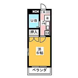 パレスプレサス8th 1Kの間取図画像