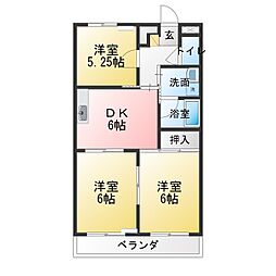 パレスフリューゲル 3DKの間取図画像