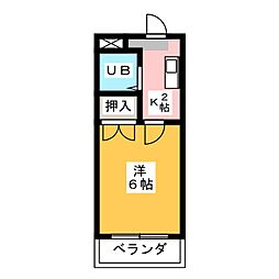 パレス山中 1Kの間取図画像