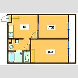 旭ヶ丘East 2DKの間取図画像