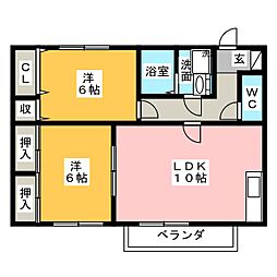 カーサ平子A 2LDKの間取図画像