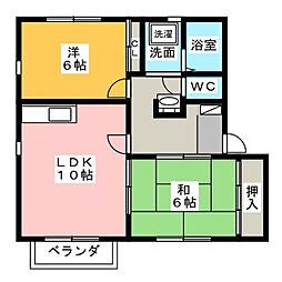 フラワータウン前の上公園A 2LDKの間取図画像