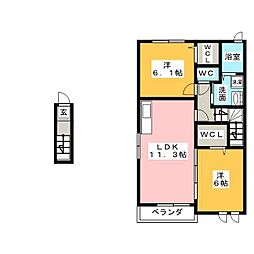 エレガントA 2LDKの間取図画像